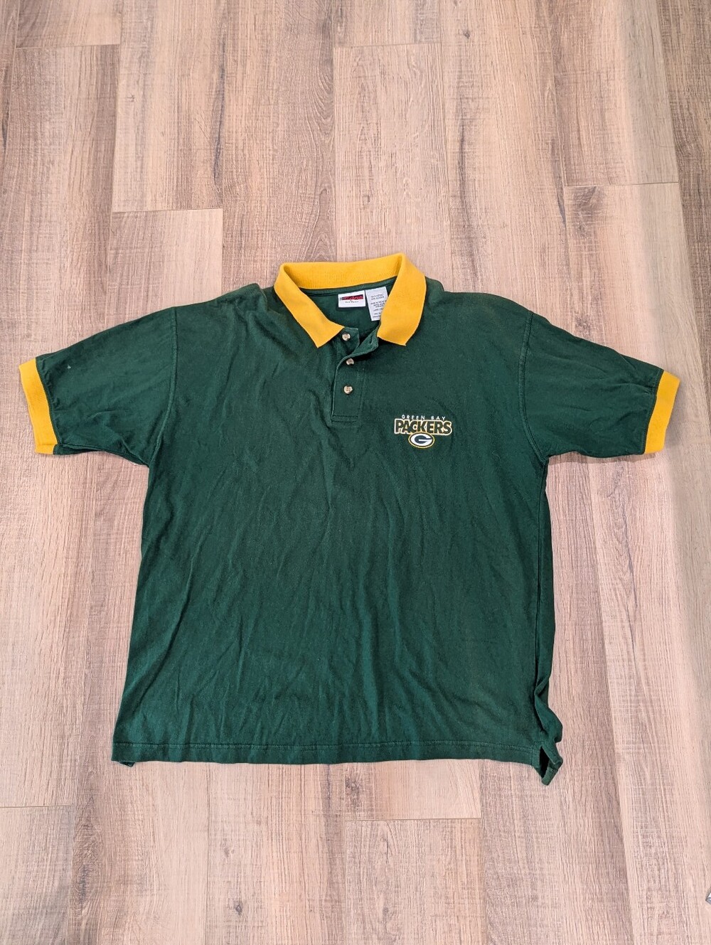 Vintage 1998 Green Bay Packers Polo Shirt Mens Large NFL Football Green Yellow